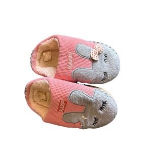 Toddler Girls Pink Bunny Slippers Fuzzy Plush Comfort Sleep‎ Shoes Adorable